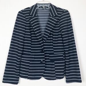 Stooshy Striped Blue White Button Front Blazer Juniors Medium